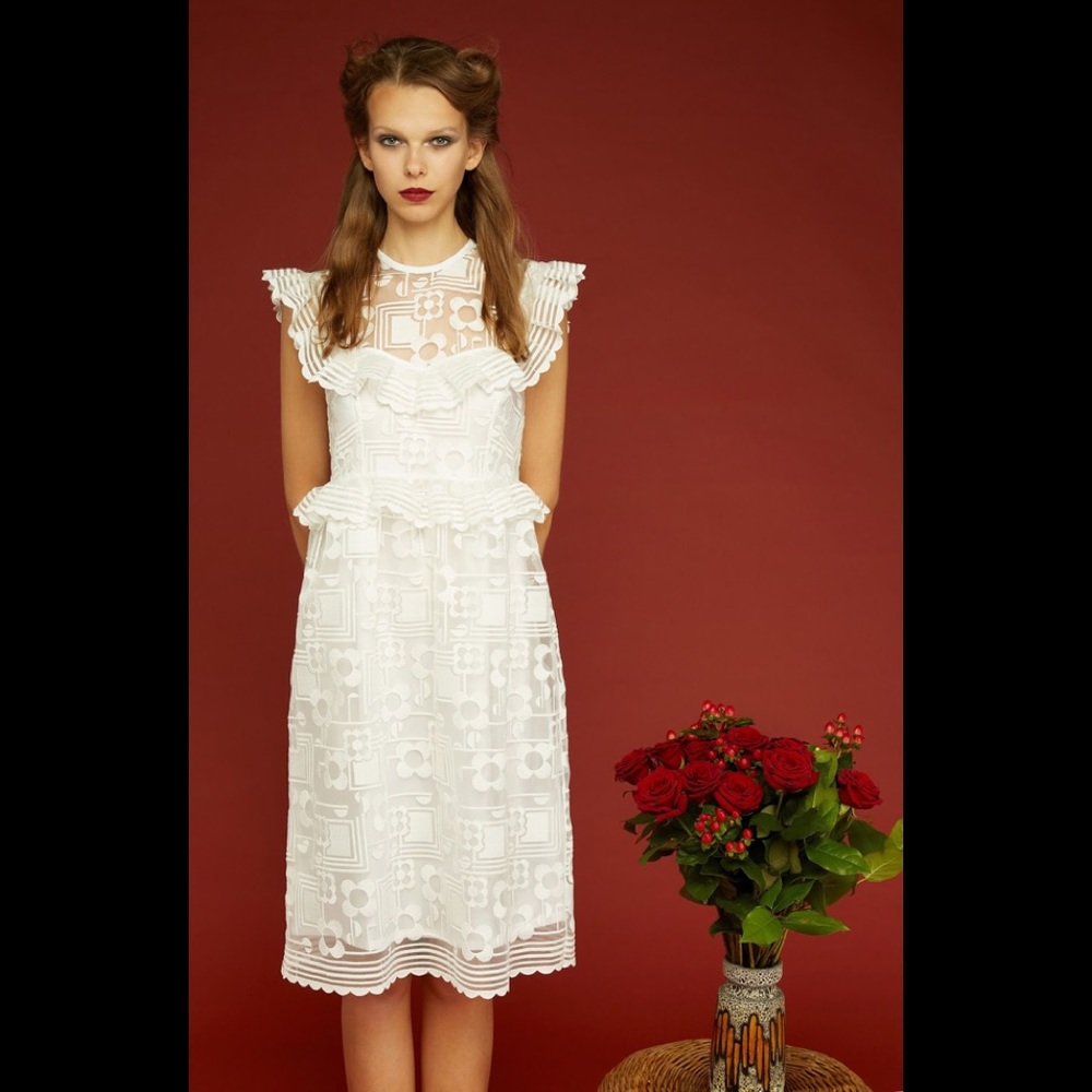 Orla Kiely Embroidered Plum Frill Dress